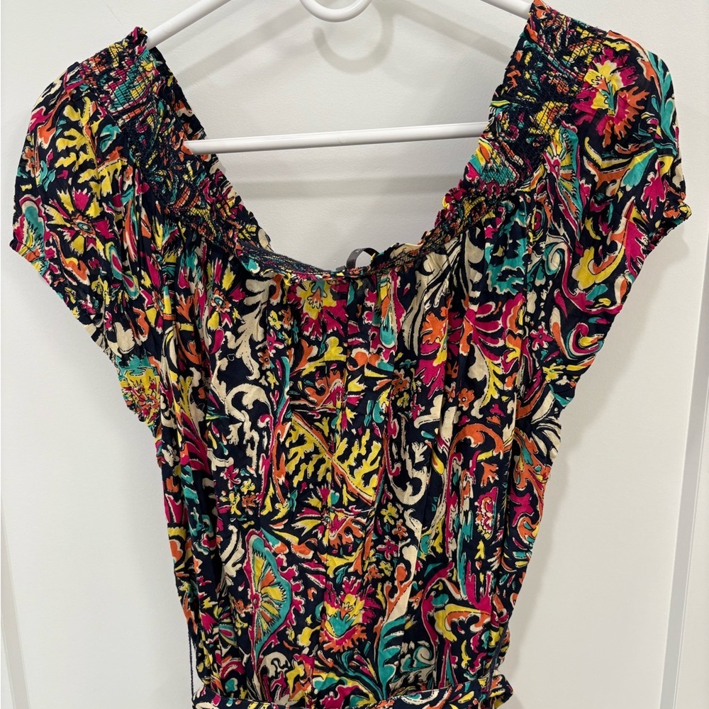 Anthropologie Black Floral Off The Shoulder Jumpsuit Size Medium - Picture 12 of 14